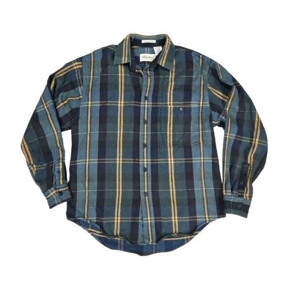 Vintage Eddie Bauer McKinley Flannel Plaid Button Up Shirt Mens Size Medium